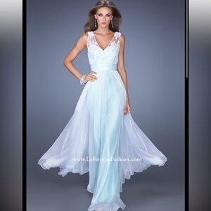 La Femme Women's Elegant Mint and White Dress #19735